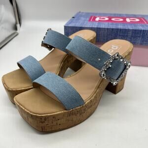 Pop Womens Sharice Heeled Sandals Denim Light Blue Size 8.5M